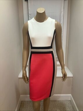 Calvin Klein Colorblock Sleeveless Sheath Dress